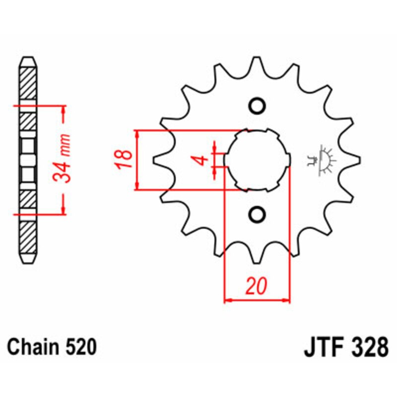 Piñón JT SPROCKETS acero estándar 328 - Paso 520
