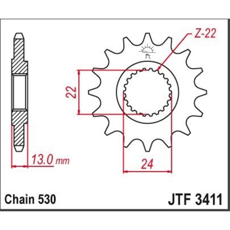 Piñón JT SPROCKETS acero estándar 3411 - Paso 520
