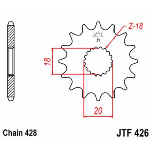 Piñon JT 426 de acero con 13 dientes