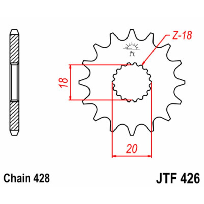 Piñon JT 426 de acero con 13 dientes