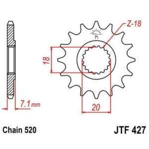 Piñón JT SPROCKETS acero estándar 427 - Paso 520