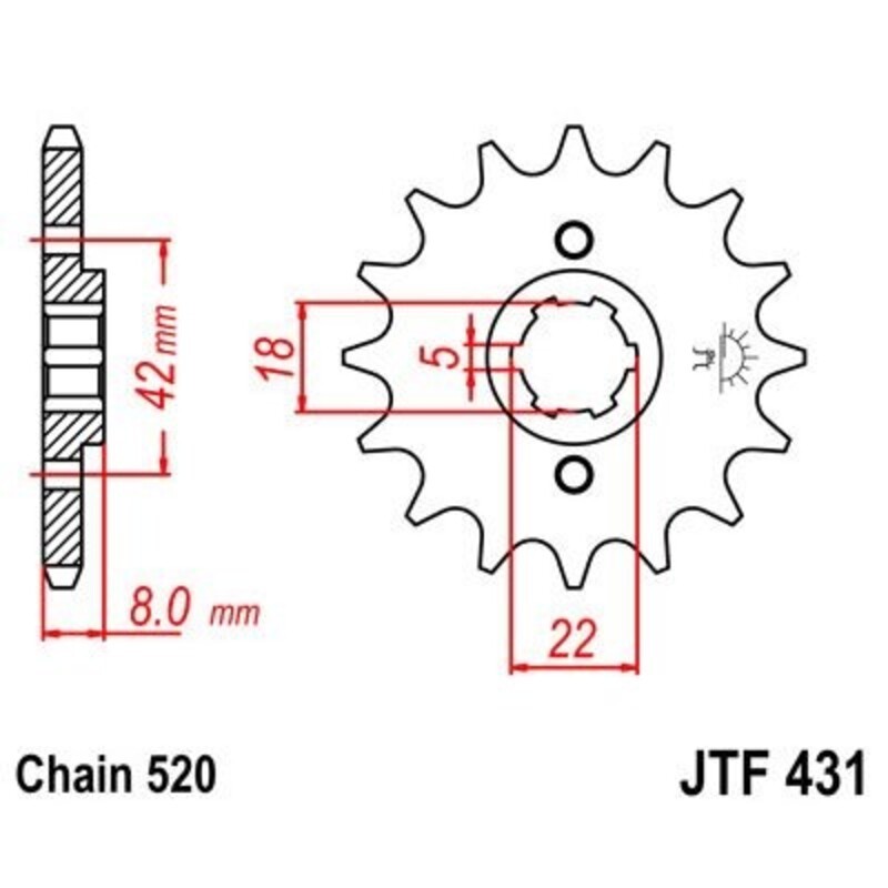 Piñon JT 431 de acero con 11 dientes