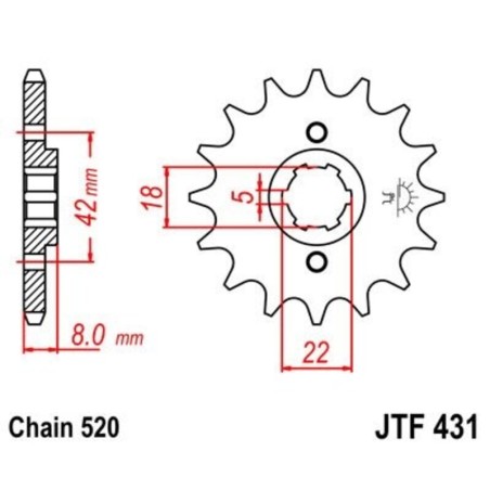 Piñon JT 431 de acero con 11 dientes