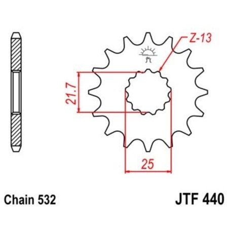 Piñón JT SPROCKETS acero estándar 440 - Paso 532