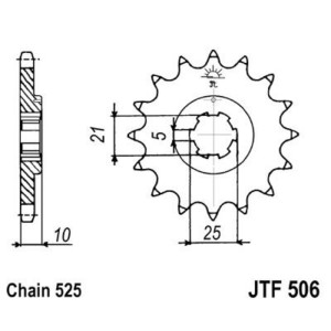 Piñon JT 506 de acero con 14 dientes