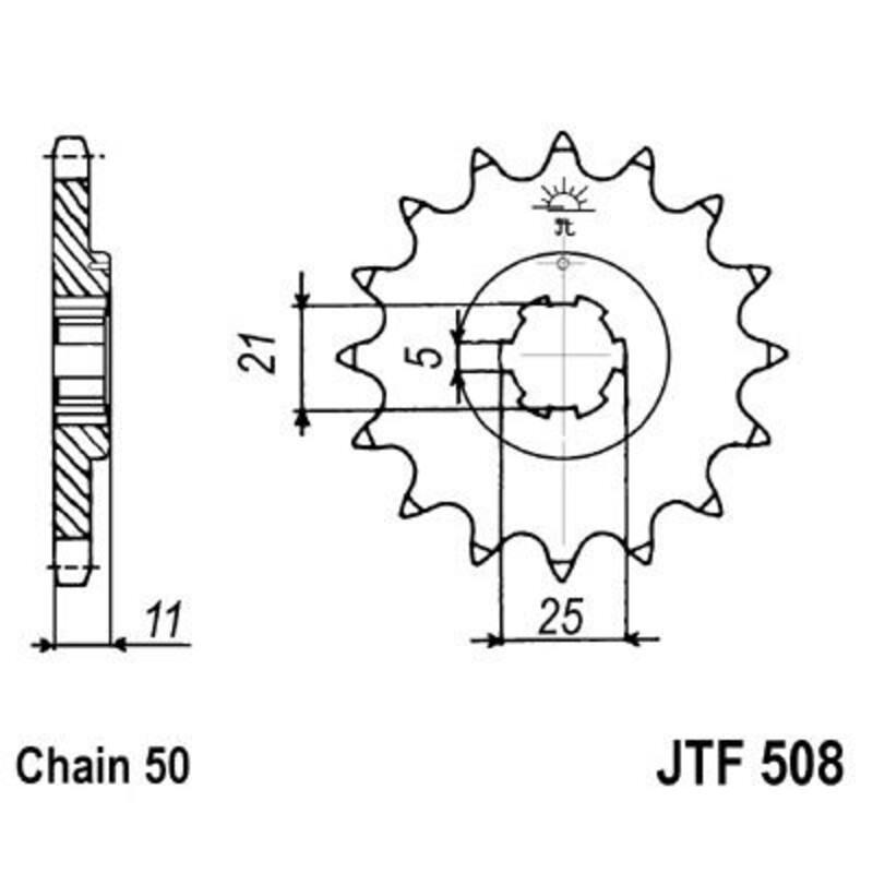Piñon JT 508 de acero con 14 dientes