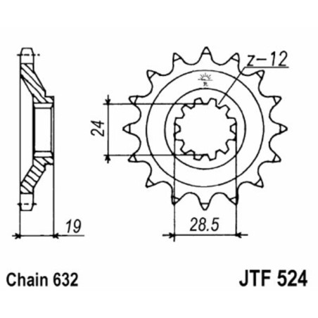 Piñón JT SPROCKETS acero estándar 524 - Paso 630