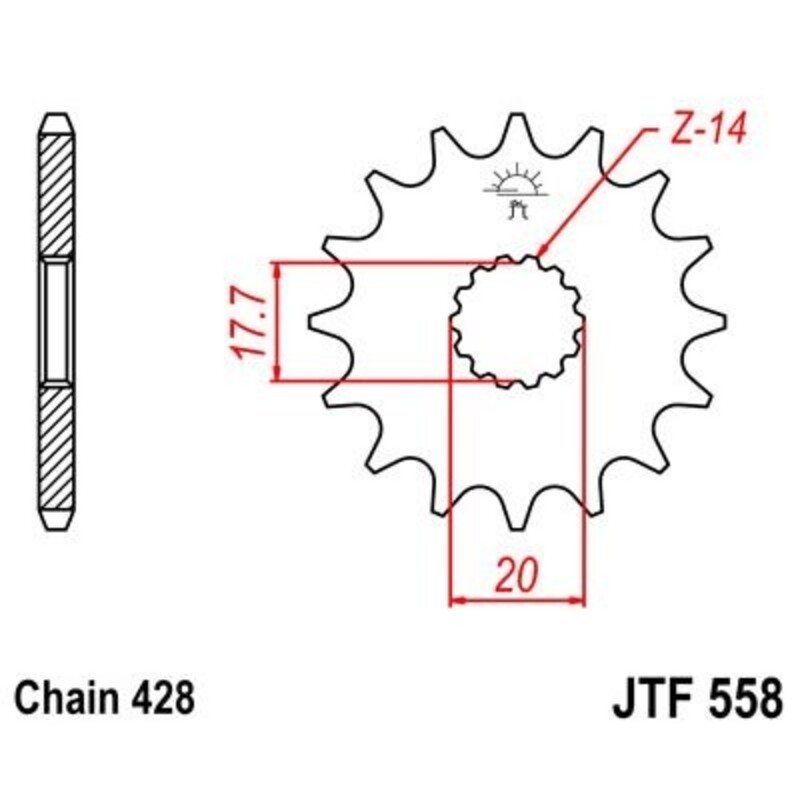 Piñón JT SPROCKETS acero estándar 558 - Paso 428
