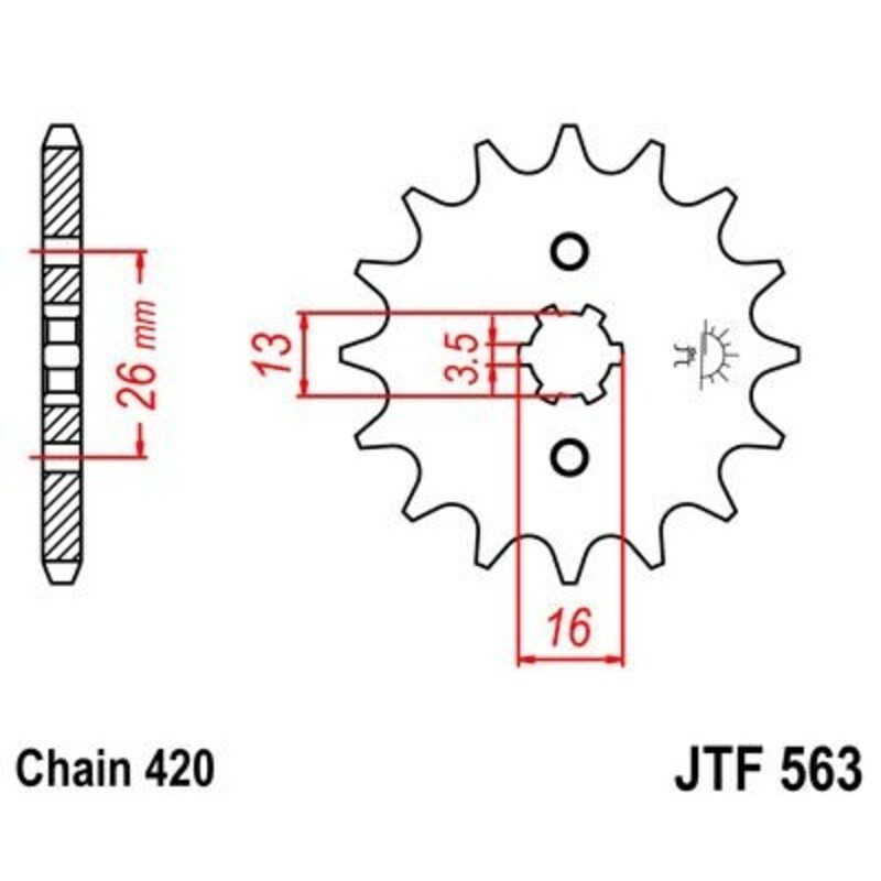 Piñon JT 563 de acero con 15 dientes
