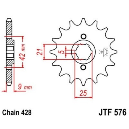 Piñon JT 576 de acero con 18 dientes