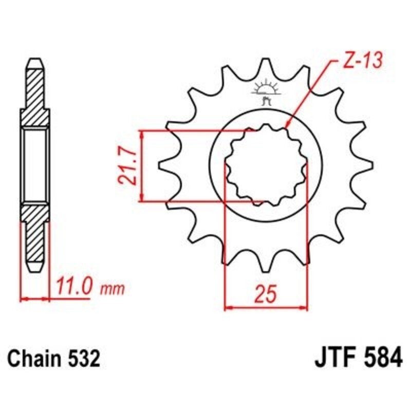Piñón JT 584 de acero con 15 dientes