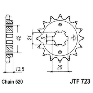 Piñon JT 725 de acero con 14 dientes