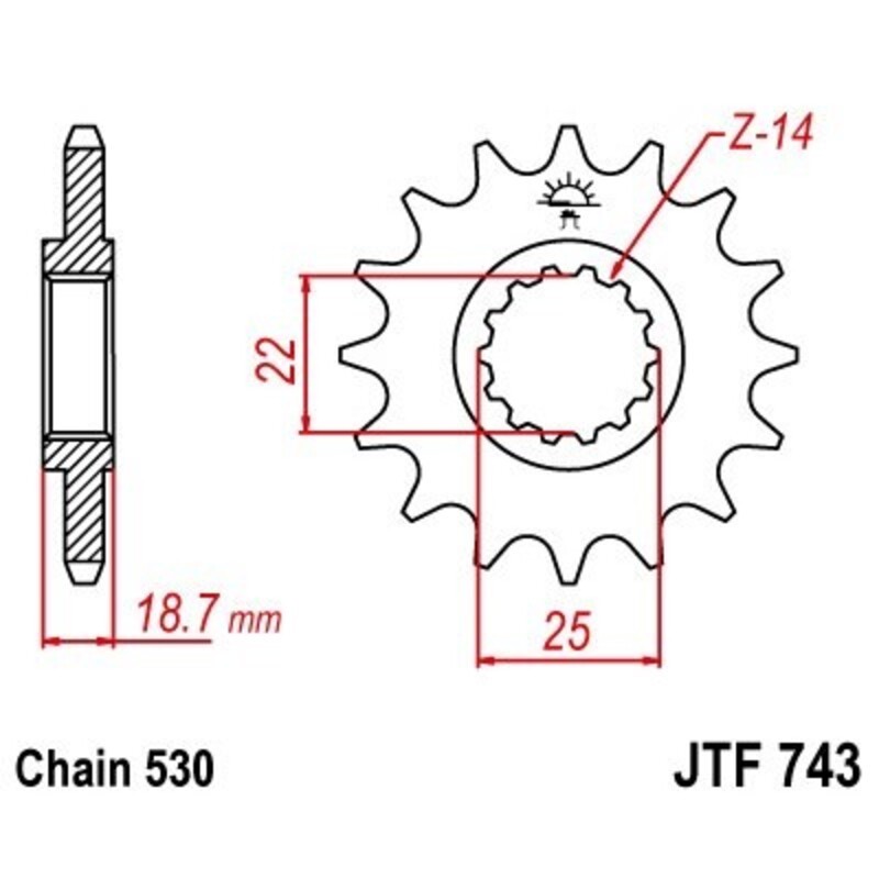 Piñón JT 743 de acero con 15 dientes