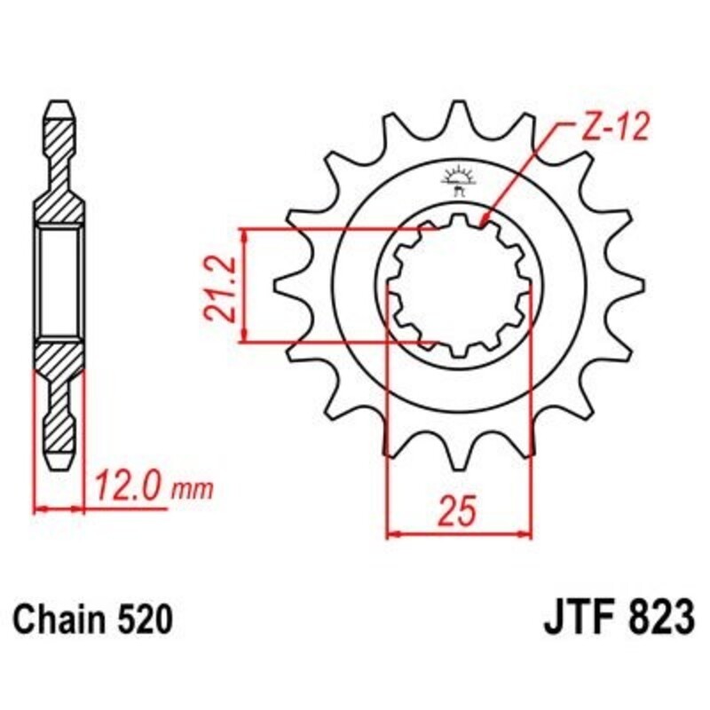 Piñón JT 823 de acero con 16 dientes