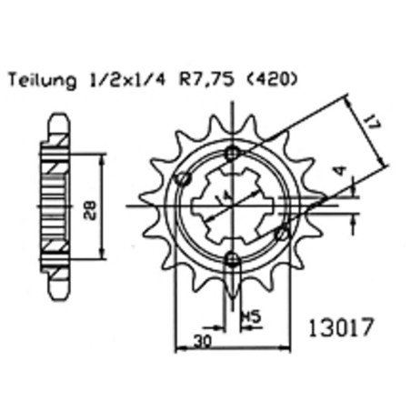 Piñón ESJOT acero 50-13017 14 dientes