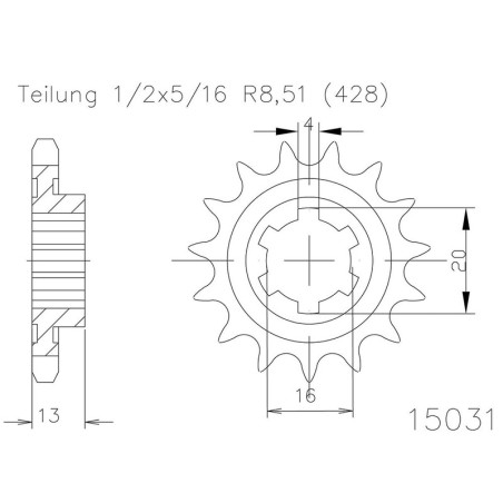 Piñon ESJOT Acero 50-15031 16 dientes
