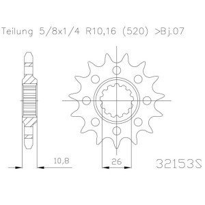 Piñón ESJOT acero 50-32153 16 dientes