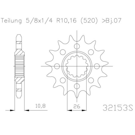 Piñón ESJOT acero 50-32153 16 dientes