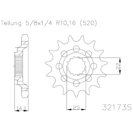 Piñon ESJOT Acero 50-32173 15 dientes