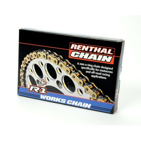 Cadena Renthal 420R1 con 130 eslabones negro/oro