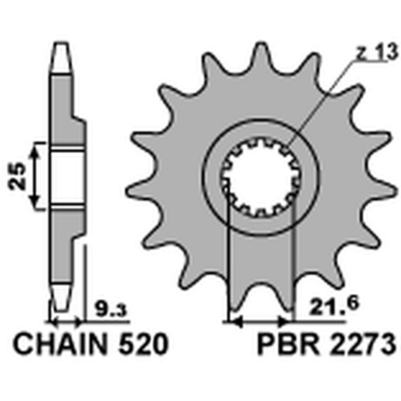 Piñón PBR acero estándar 2273 - 520