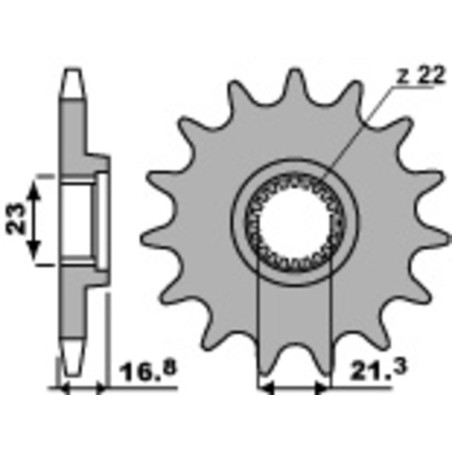 Piñón PBR acero estándar 443 - 520