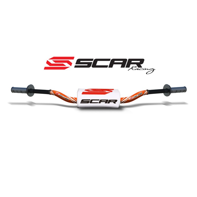 Manillar SCAR O² Color 85SX/TC85 Ø28,6mm - Naranja / Protector blanco