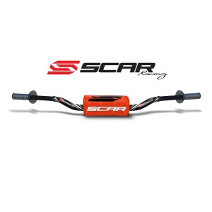 Manillar SCAR O² Color High Ø28,6mm - Negro / Protector naranja