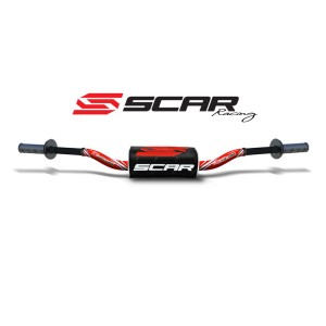 Manillar SCAR O² RC Color Ø28,6mm - Rojo / Protector negro