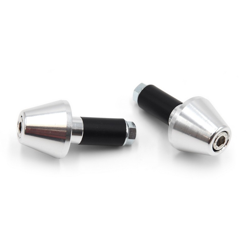 Juego contrapesos manillar V PARTS cónicos aluminio 13.5mm plata