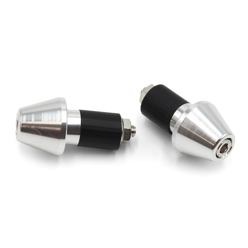 Juego contrapesos manillar V PARTS cónicos aluminio 17.5mm plata