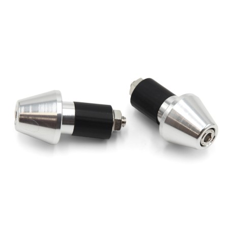 Juego contrapesos manillar V PARTS cónicos aluminio 17.5mm plata