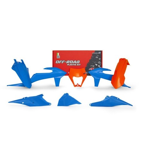Kit de plástica RACETECH (6 piezas) - Naranja / Azul