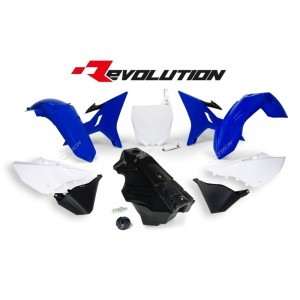 RACETECH Revolution Plastic Kit + Gas Tank OEM Color Blue/White/Bla...