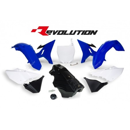 RACETECH Revolution Plastic Kit + Gas Tank OEM Color Blue/White/Bla...