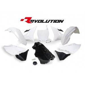 RACETECH Revolution Plastic Kit + Gas Tank Black/White Yamaha YZ125...