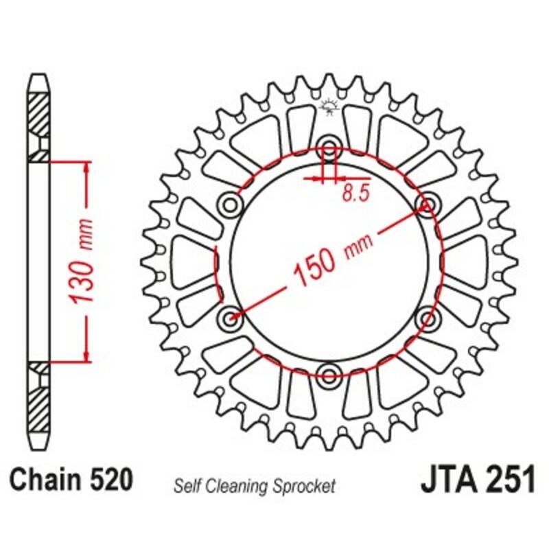 Corona JT SPROCKETS aluminio negro ultraligero 251 - 520