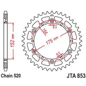 Corona JT Aluminio negro JT 853 con 48 dientes