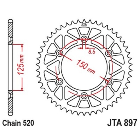 Corona JT SPROCKETS Racelite aluminio negro 897 - 520