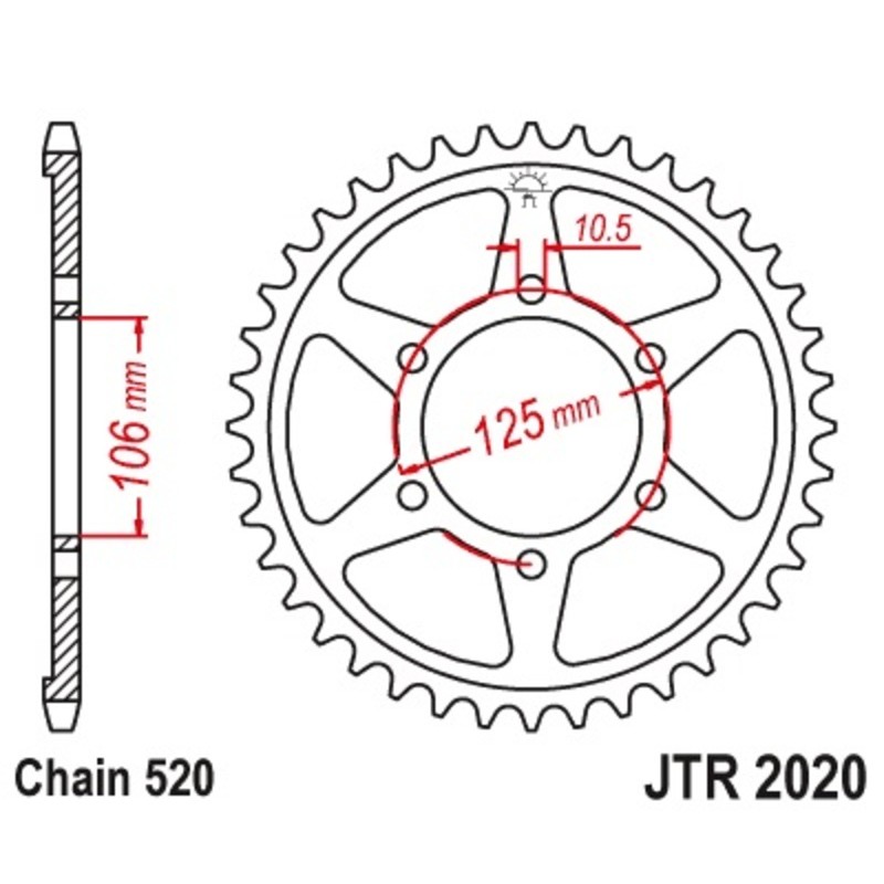 Corona JT 2020 de acero con 41 dientes paso 520 autolimpiable
