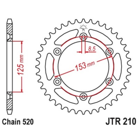Corona JT 210 de acero con 45 dientes paso 520 autolimpiable