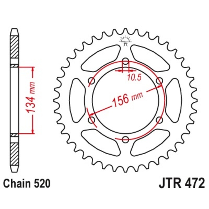 Corona JT 472 de acero con 48 dientes