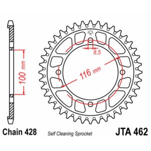 Corona JT SPROCKETS aluminio negro Ultra-Light autolimpiable 462 - 428
