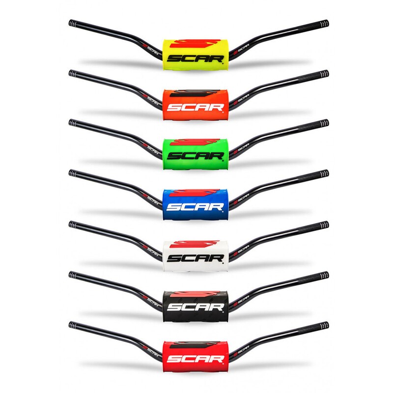 Manillar SCAR O² Low 65/85 Ø28,6mm - Negro / Protector azul oscuro