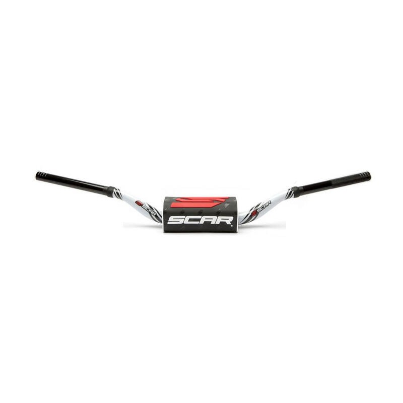 Manillar SCAR O² Color Low 65/85 Ø28,6mm - Blanco / Protector negro