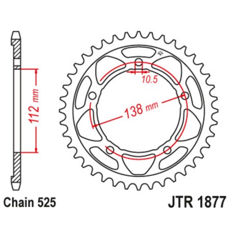 Corona JT SPROCKETS acero estándar 1877 - 525