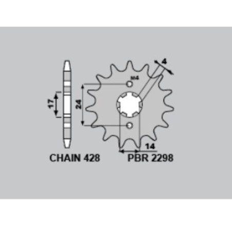 Piñón PBR acero estándar 2298 - 428