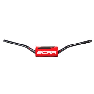 Manillar SCAR O² New CRF/KX Ø28,6mm - Negro / Protector rojo