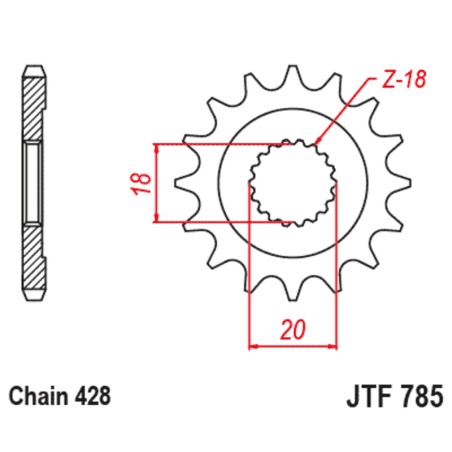 Piñón JT SPROCKETS acero estándar 785 - Paso 428