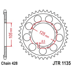 Corona JT SPROCKETS acero estándar 751 - Paso 524
